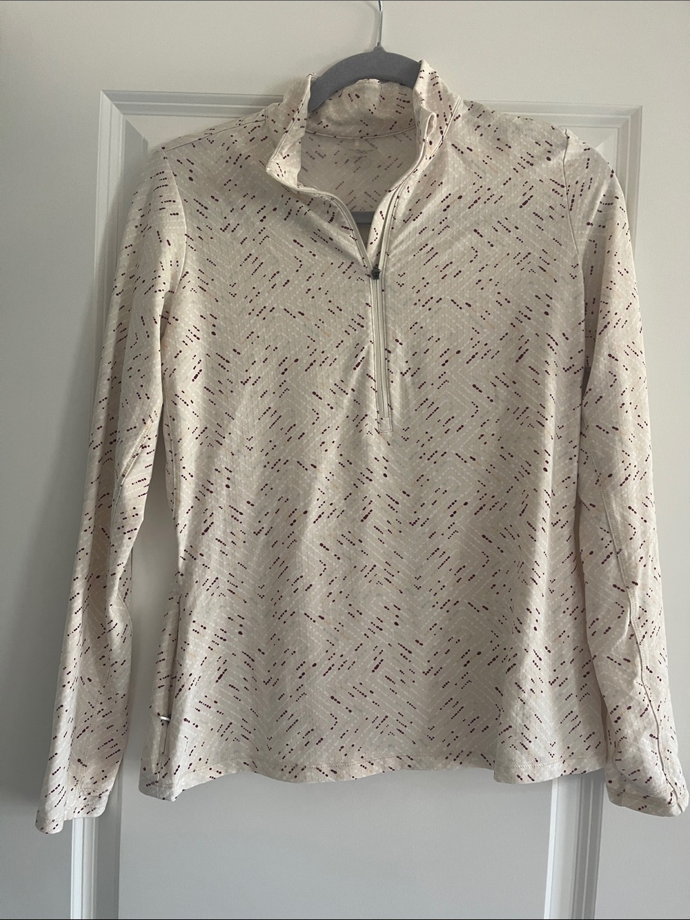 Calia Cream and multi colored Quarter-Zip Pullover Sweater with Speckle Detail